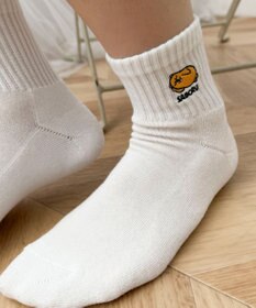 WEGO モチーフロゴ刺繍アンクルパイルソックス