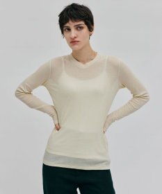 BEIGE， 【洗える】SORE / シアーコットンクルーネックカットソー Cream