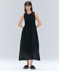 BEIGE， 【洗える】MILANO / リネン混シアーニットAラインワンピース