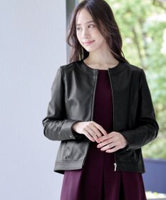 Tiaclasse L 【本革】ノーカラーシープレザージャケット