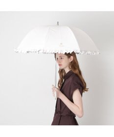 MOONBAT 【日傘】ポール & ジョー (PAUL & JOE　ACCESSOIRES) クリザンテームワンポイント フリル 雨の日OK スライド式 一級遮光 遮熱 UV