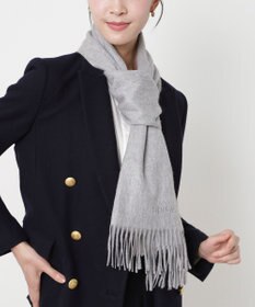 MOONBAT FURLA(フルラ）カシミヤ100％ 無地 マフラー ロゴ刺繍 手洗いOK