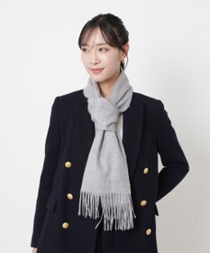 MOONBAT FURLA(フルラ）カシミヤ100％ 無地 マフラー ロゴ刺繍 手洗いOK