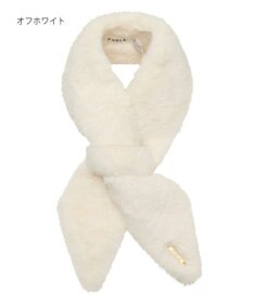 MOONBAT FURLA（フルラ）ファーティペット 差し込み 三角 ロゴプレート付 ファーマフラー フェイクファー