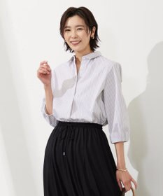 J.PRESS LADIES L 【WEB限定カラーあり・洗える・接触冷感・UVカット・イージーケア】 エステネージュストライプ ブラウス