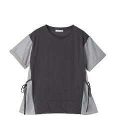 Green Parks 脇リボン５分袖布帛ドッキングプルオーバー