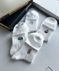 WEGO アニマル刺繍アンクル底パイルソックス