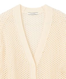 BEIGE， 【洗える】ALOE / コットンメッシュVネックミドル丈カーディガン