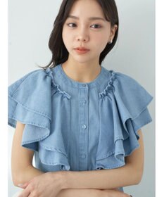 earth music&ecology ラッフル前開きデニムワンピース