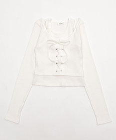 WEGO レイヤード風レースアップトップス