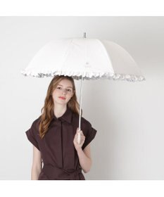 MOONBAT 【日傘】ポール & ジョー (PAUL & JOE　ACCESSOIRES) クリザンテームワンポイント フリル 雨の日OK スライド式 一級遮光 遮熱 UV
