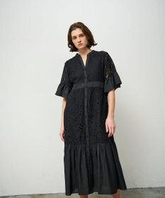 GRACE CONTINENTAL ヤシ柄カットワークワンピース