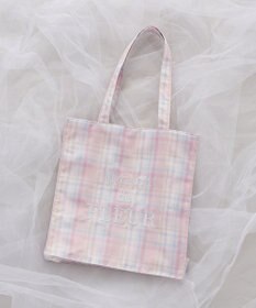 Maison de FLEUR ブランドロゴ刺繍チェックスクエアトート