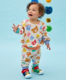 MIKI HOUSE HOT BISCUITS 【80-120cm】カラフルビーンズ 総柄 裏毛パイル素材 パンツ