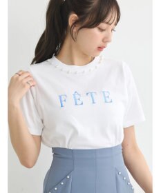 earth music&ecology 襟パール刺繍ロゴＴシャツ