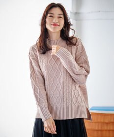 ANY 【6色展開】ソフトアクリルハイネックケーブルニット