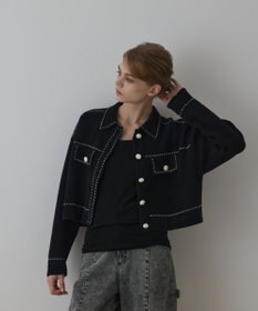 GRACE CONTINENTAL ステッチニットジャケット