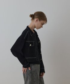 GRACE CONTINENTAL ステッチニットジャケット