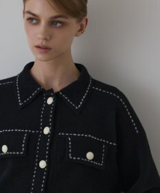 GRACE CONTINENTAL ステッチニットジャケット