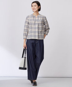 J.PRESS LADIES 【洗える】コンパクトチェック スタンドカラー ブラウス