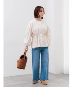 Te chichi 袖バルーンペプラムプリーツブルゾン