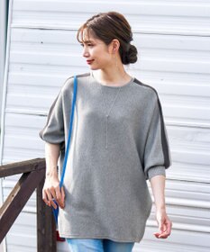 Tiaclasse 【洗える】配色ドルマンニットチュニック