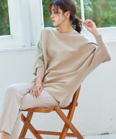 Tiaclasse 【洗える】配色ドルマンニットチュニック