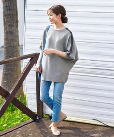 Tiaclasse 【洗える】配色ドルマンニットチュニック