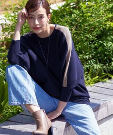 Tiaclasse 【洗える】配色ドルマンニットチュニック