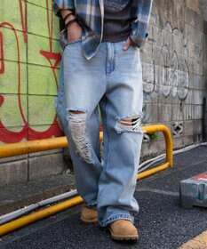 WEGO スーパーバギーダメージデニムパンツ