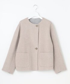 J.PRESS LADIES 【リバーシブル】ウールナイロン リバー ノーカラー ショートコート