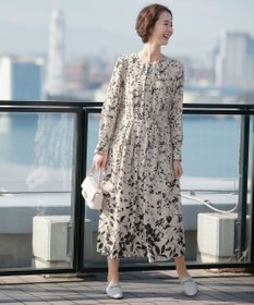 自由区 【XSサイズ～/洗える】グラデーションフラワープリント ワンピース