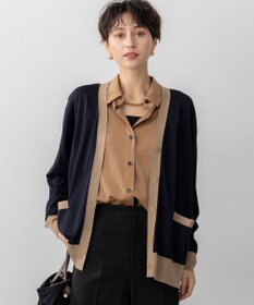 洗える】サステナブルウール Vネック バイカラー カーディガン / 23区 洗える】サステナブルウール Vネック バイカラー カーディガン / 23区