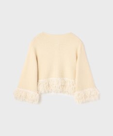 GRACE CONTINENTAL ラメフェザーフリンジカーディガン