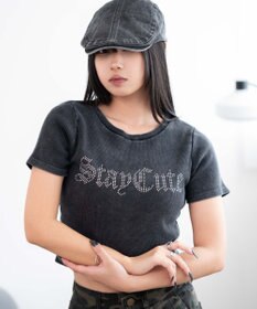 WEGO ヴィンテージウォッシュグラフィックリブT