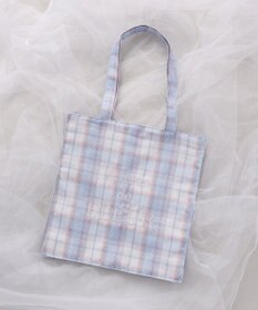 Maison de FLEUR ブランドロゴ刺繍チェックスクエアトート