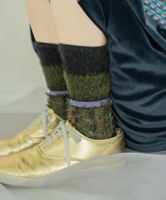 COQ 【MEN】BLOCK FLAG チェック リバーシブルファーソックス