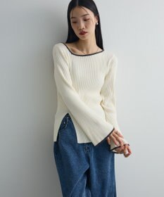 Green Parks 前後２ｗａｙアシンメトリー袖フレアリブニット