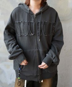 WEGO ヴィンテージウォッシュパッチワークBIGZIPパーカー