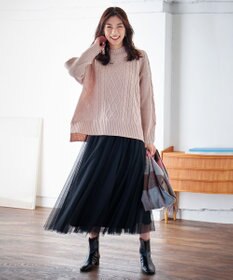 ANY 【6色展開】ソフトアクリルハイネックケーブルニット