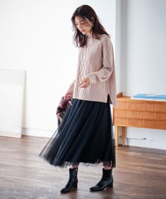 ANY 【6色展開】ソフトアクリルハイネックケーブルニット