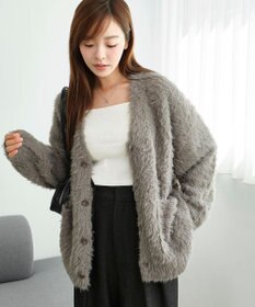 WEGO 【2025秋冬新作/ユニセックス着用ITEM/SMLサイズ展開】フェザーニットカーディガン