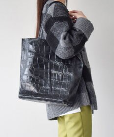 INTER-CHAUSSURES 【ANDREA CARDONE ITALI】ファスナー付き型押しレザートートバッグ