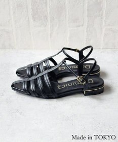 Dominic3 バイカラー Tストラップサンダル