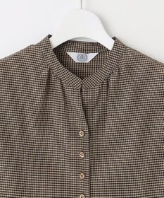 J.PRESS LADIES L 【洗える】バイカラーギンガムタンブラー スタンドカラー ブラウス