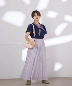 Tiaclasse L 【洗える】配色リボンタイブラウス