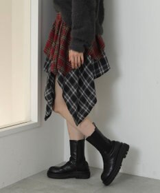 WEGO アシンメトリーチェックミニスカパン