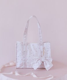 Maison de FLEUR ピンクマニアフラワープリントトートバッグ