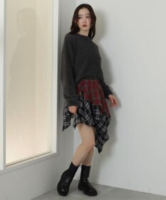 WEGO アシンメトリーチェックミニスカパン