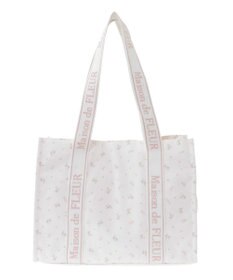 Maison de FLEUR ピンクマニアフラワープリントトートバッグ